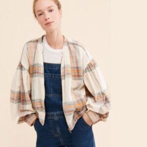 Free People Mattie Plaid Bomber Jacket
